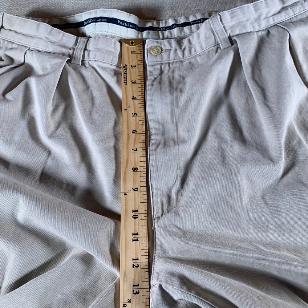 Polo Ralph Lauren Andrew Pant Mens 38x27 Pleated Chino Khaki Tan Cotton Trousers - Picture 6 of 11